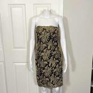 Chris Kole Strapless Floral Lace Vintage Dress Womens Size 8